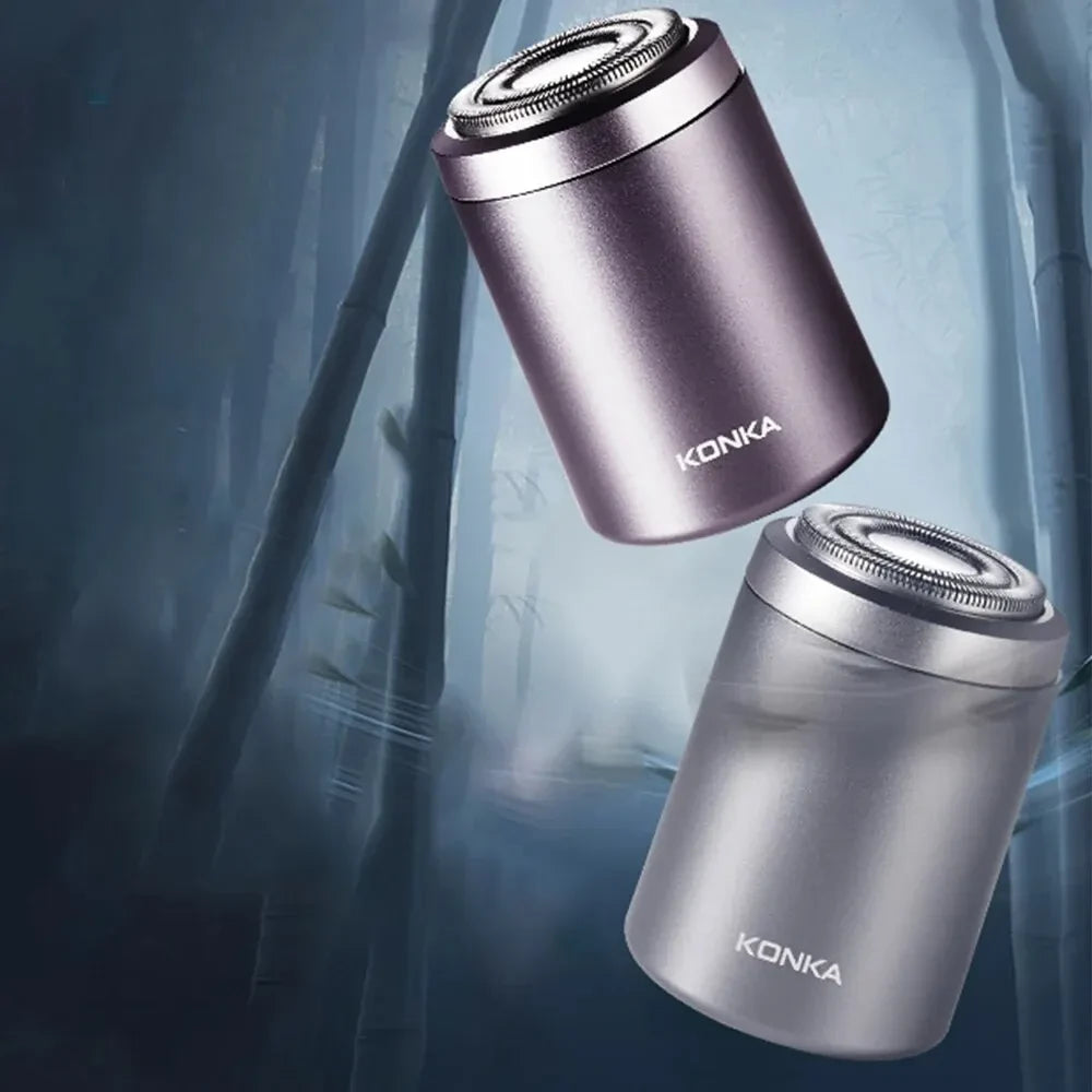 Rasoir électrique portable mini, étanche et rechargeable USB-C : puissant, rapide et longue autonomie, utilisable sur peau sèche ou humide.