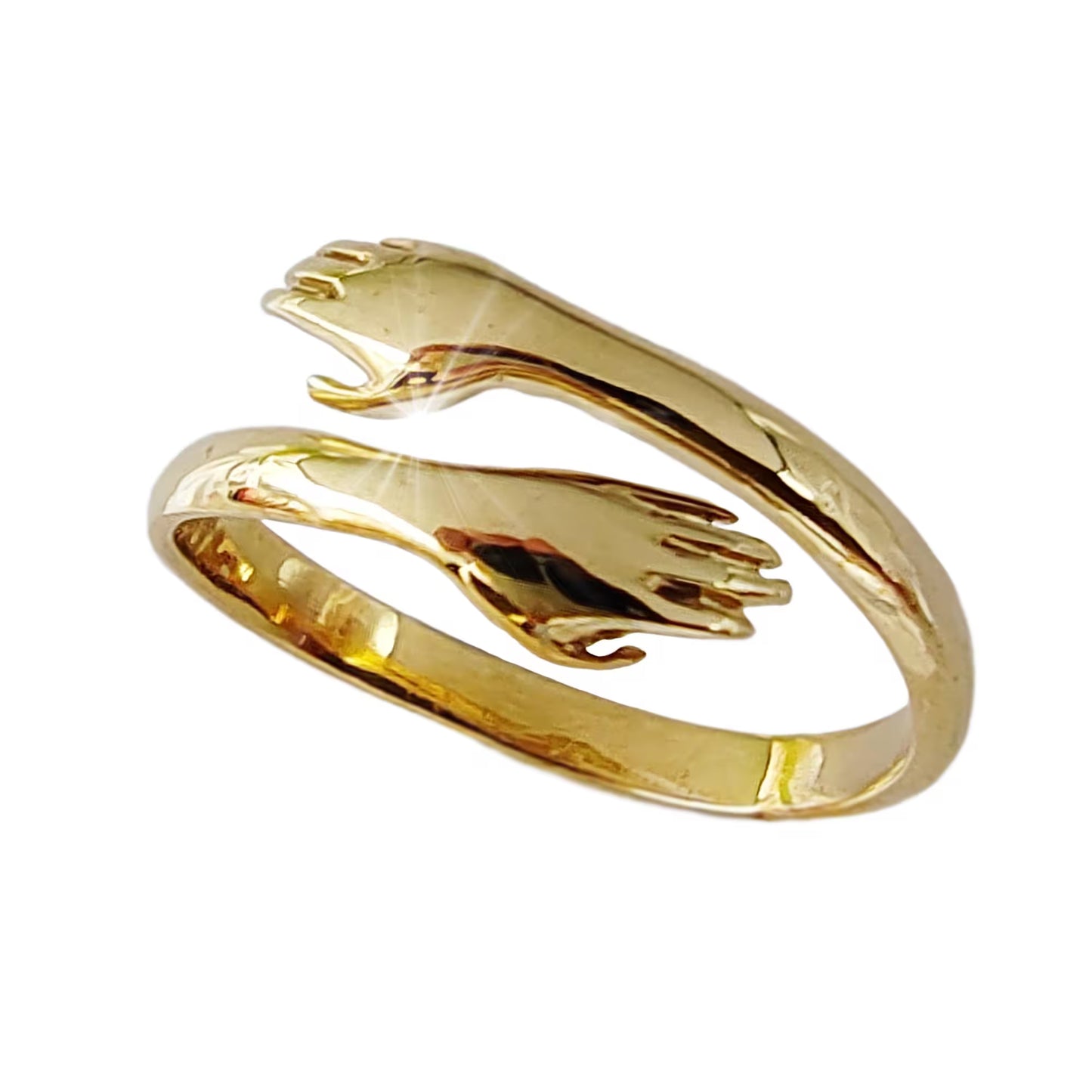 Bague ouverte BAMOER en argent 925, motif câlin, ajustable et brillante. Un cadeau élégant pour femme, parfait pour les grandes occasions.