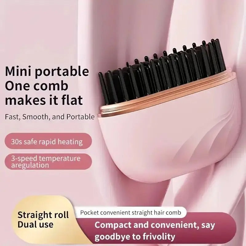 Peigne à cheveux rechargeable sans fil, outil de lissage professionnel pour cheveux longs à utiliser à domicile, appareil de volume pour coiffer les cheveux longs
