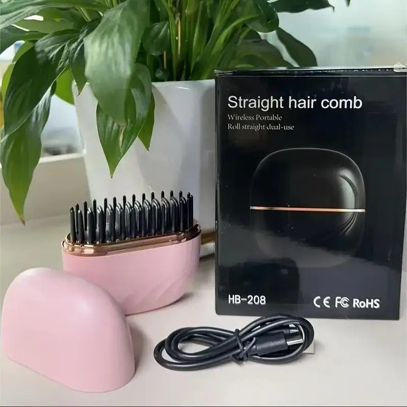 Peigne à cheveux rechargeable sans fil, outil de lissage professionnel pour cheveux longs à utiliser à domicile, appareil de volume pour coiffer les cheveux longs